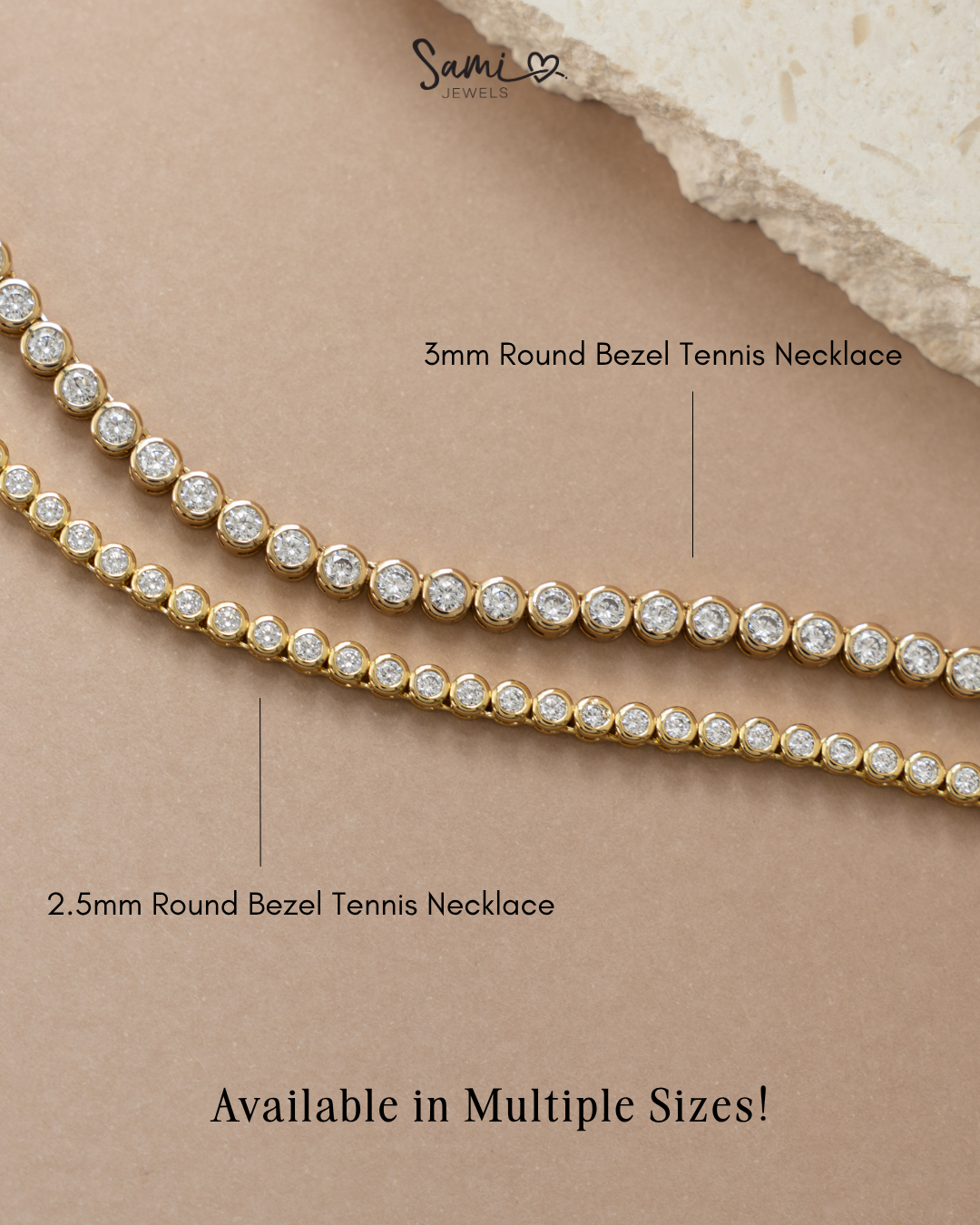 Sami Jewels - Wholesale Link & Chain Necklace - Round Bezel Tennis Necklace5