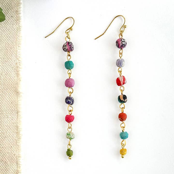 Kantha Milieu Linear Earrings for wholesale by WorldFinds