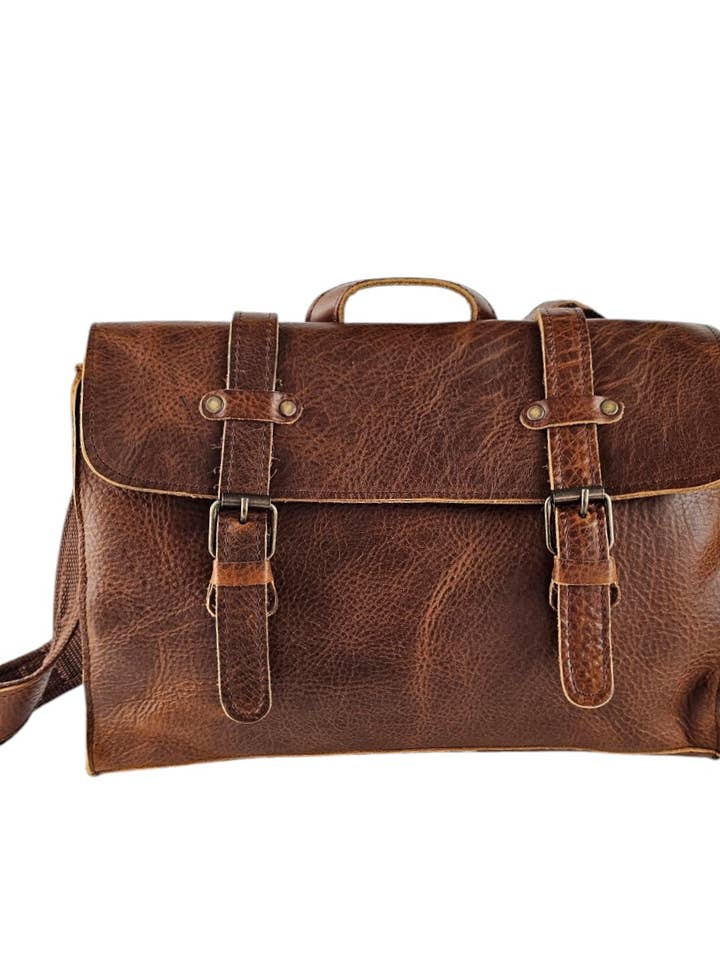 Den konvertibla crossbody-ryggsäcken - Brun för wholesale av MBH Leather