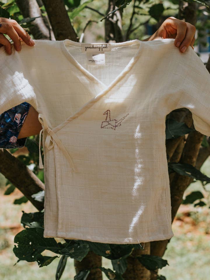 Organic cotton muslin baby pyjamas for wholesale by Gooseberry fool