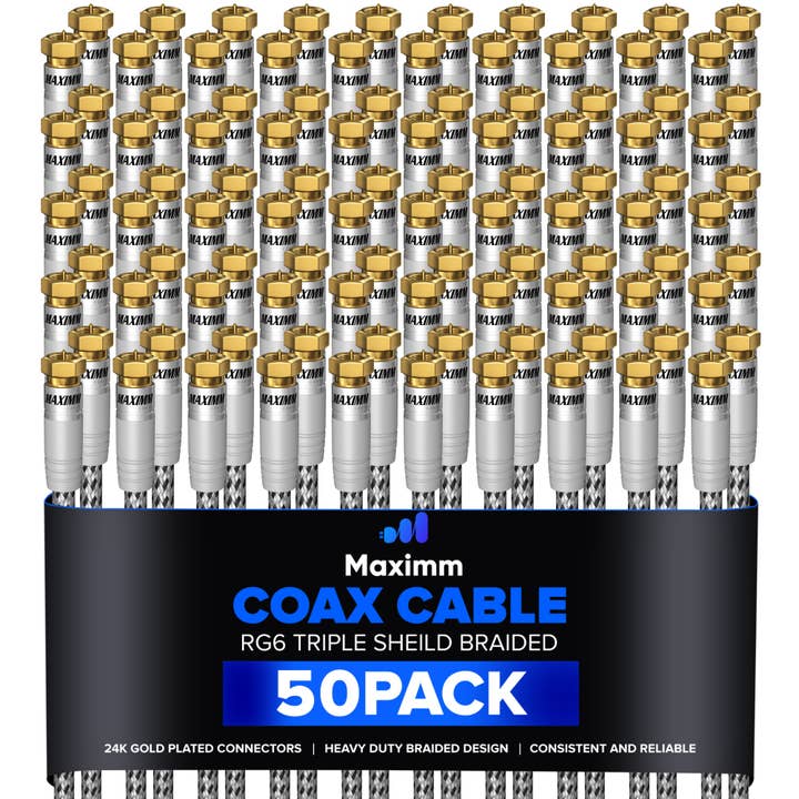 Coaxial Cable Braided 50 Pack for wholesale by Maximm Cable