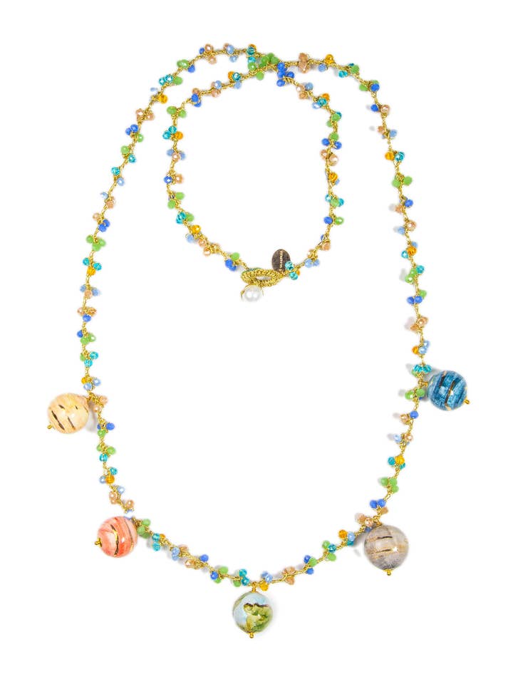 Collana lunga in ceramica con 5 pianeti per la vendita all'ingrosso da parte di CASHFANA