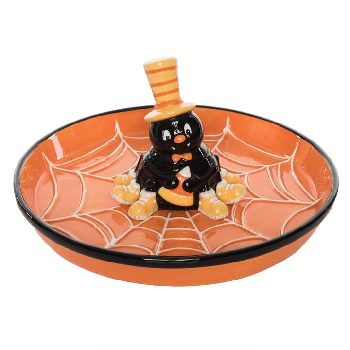 Transpac - Wholesale Condiment/Dip Bowl - CLOSEOUT 12.25" Halloween Spider Chip and Dip Set 2