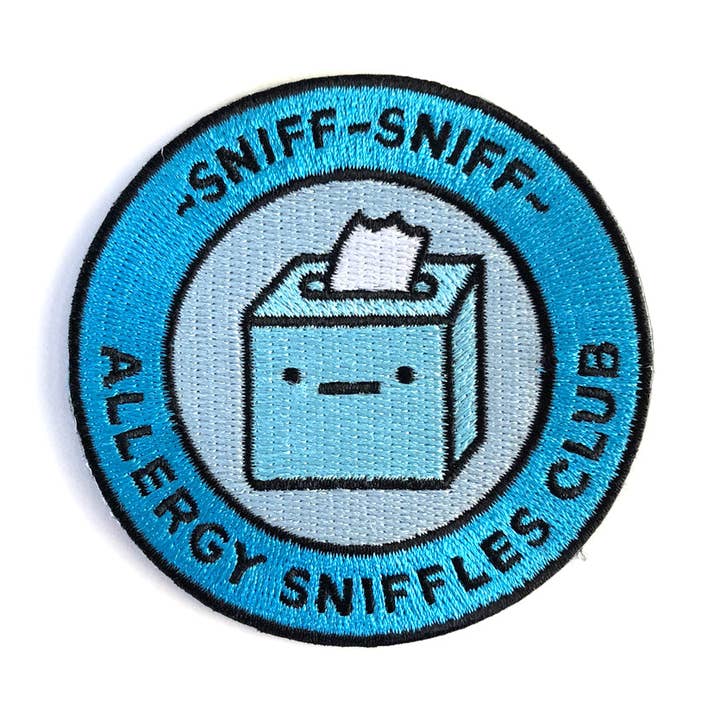 Allergy Sniffles Club Iron on patch for wholesale by Robot Dance Battle