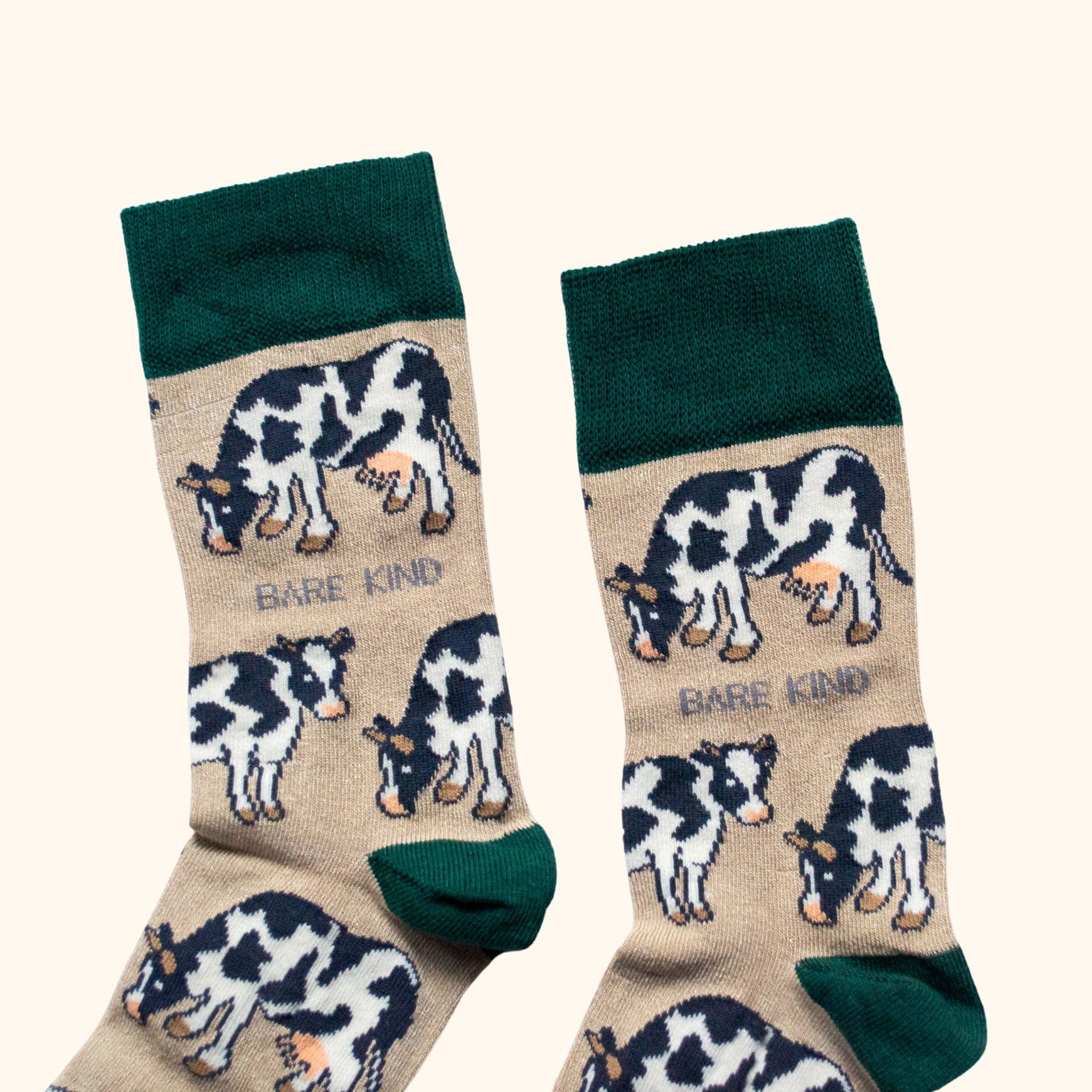 Bare Kind Socks - Wholesale Socks - Unisex - Cow Socks | Bamboo Socks | Beige Socks | Farm Socks2