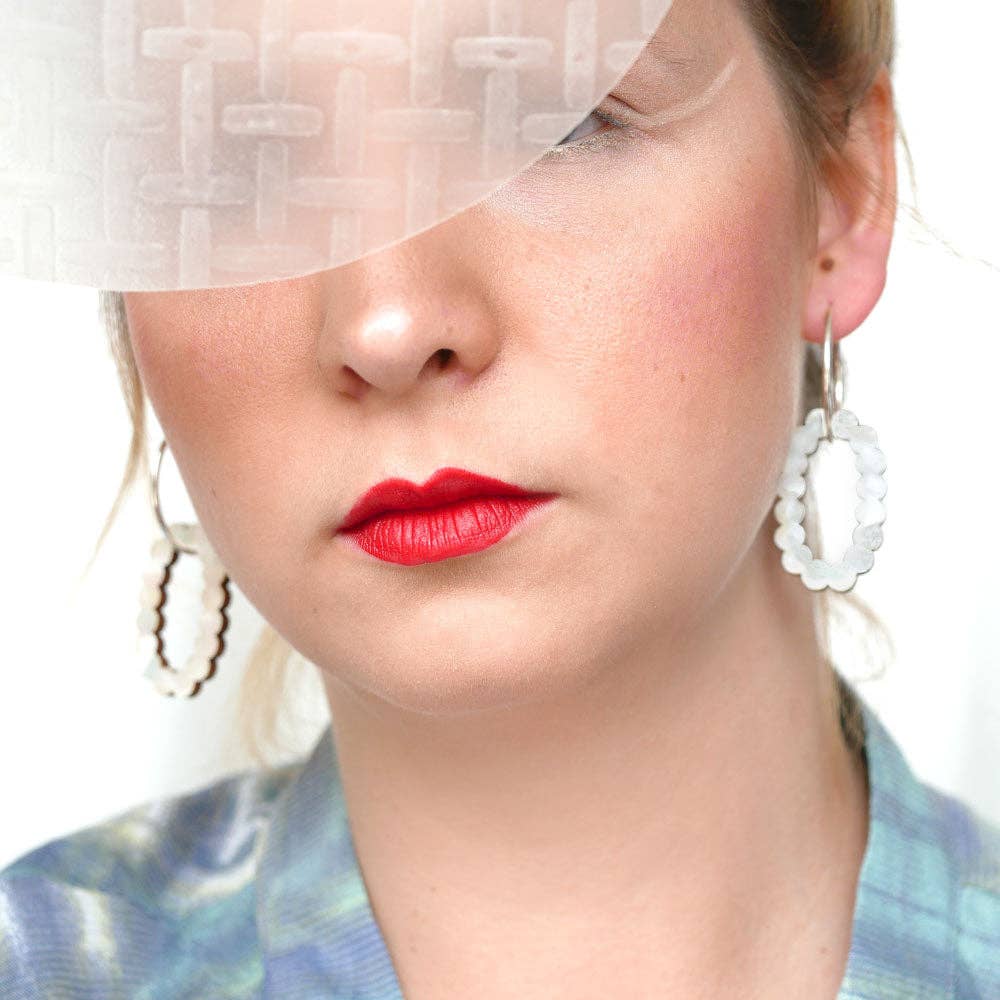 HUMUZ - Wholesale Dangle Earrings - Ring of Pearls, white mother-of-pearl0