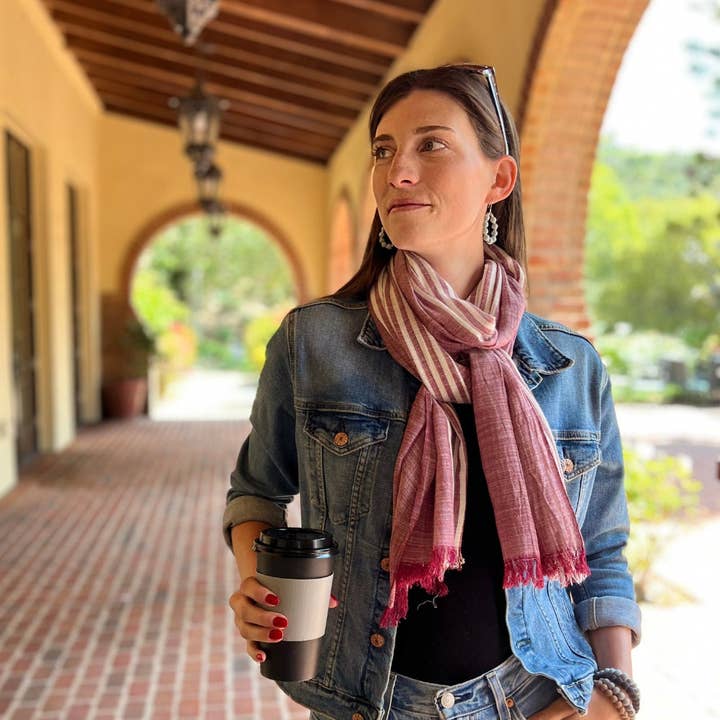 Humble Hilo - Wholesale Scarf - Women's - Humble Hilo Cumulus 100% Cotton Scarf Center Stripes3