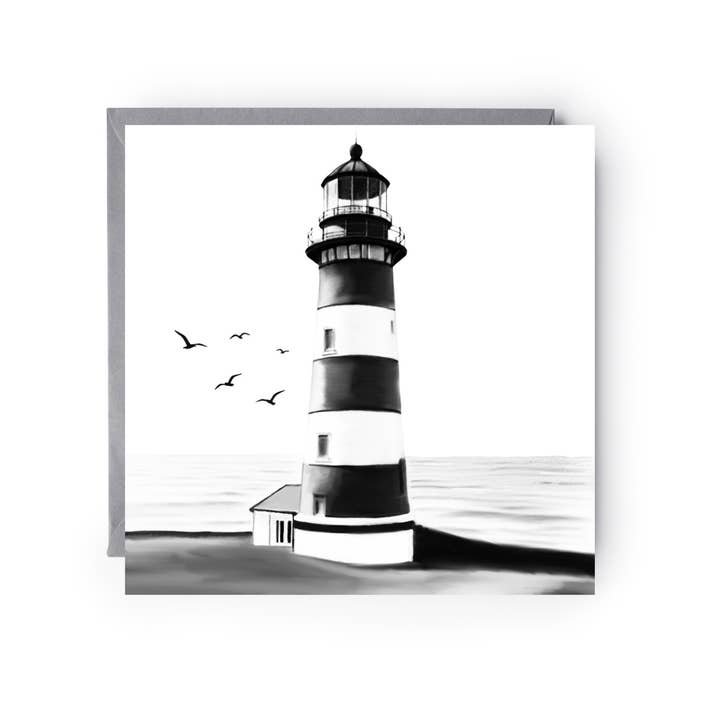 Hand Drawn Lighthouse Greeting Card – Nautical Cards for wholesale by Libra Fine Arts