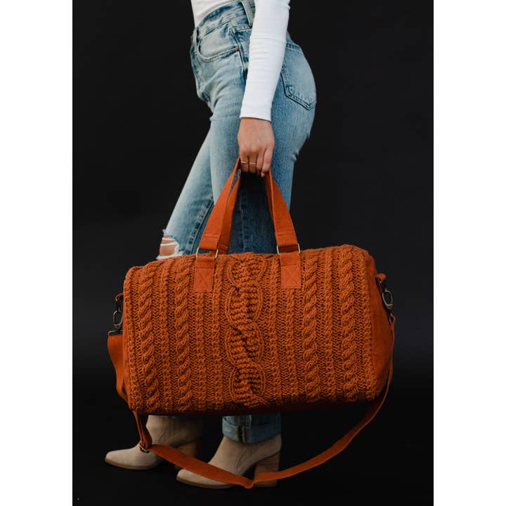 Panache Apparel Co. - Wholesale Purse/Bag Accessory - Women's - Rust Cable Knit Duffel
