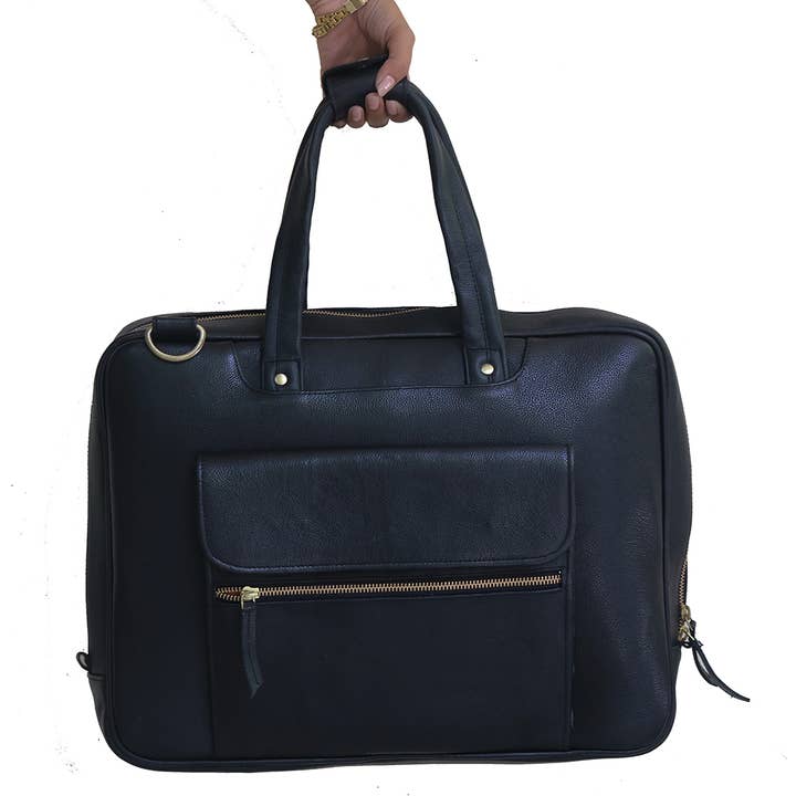 Anuent - Wholesale Messenger Bag - Men's - Black Leather Briefcase for Men