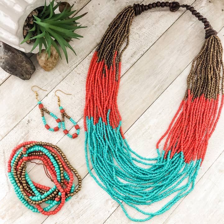 Cayman Necklace/Bracelet/Earring Set for wholesale by Costa Sierra