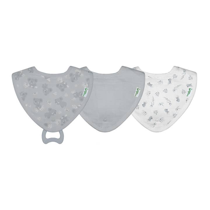 For Baby and Up - Green Sprouts - Wholesale Teether (not clip-on) – Baby - Muslin Stay-dry Teether Bibs (3pk)-Organic Cotton-0/12mo1