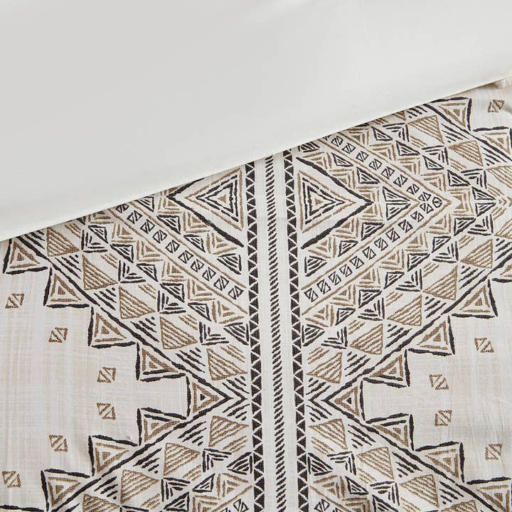 Olliix - Wholesale Bedding Set - 4 Piece Boho Printed Comforter/Duvet Cover Set, Beige/Ivory3