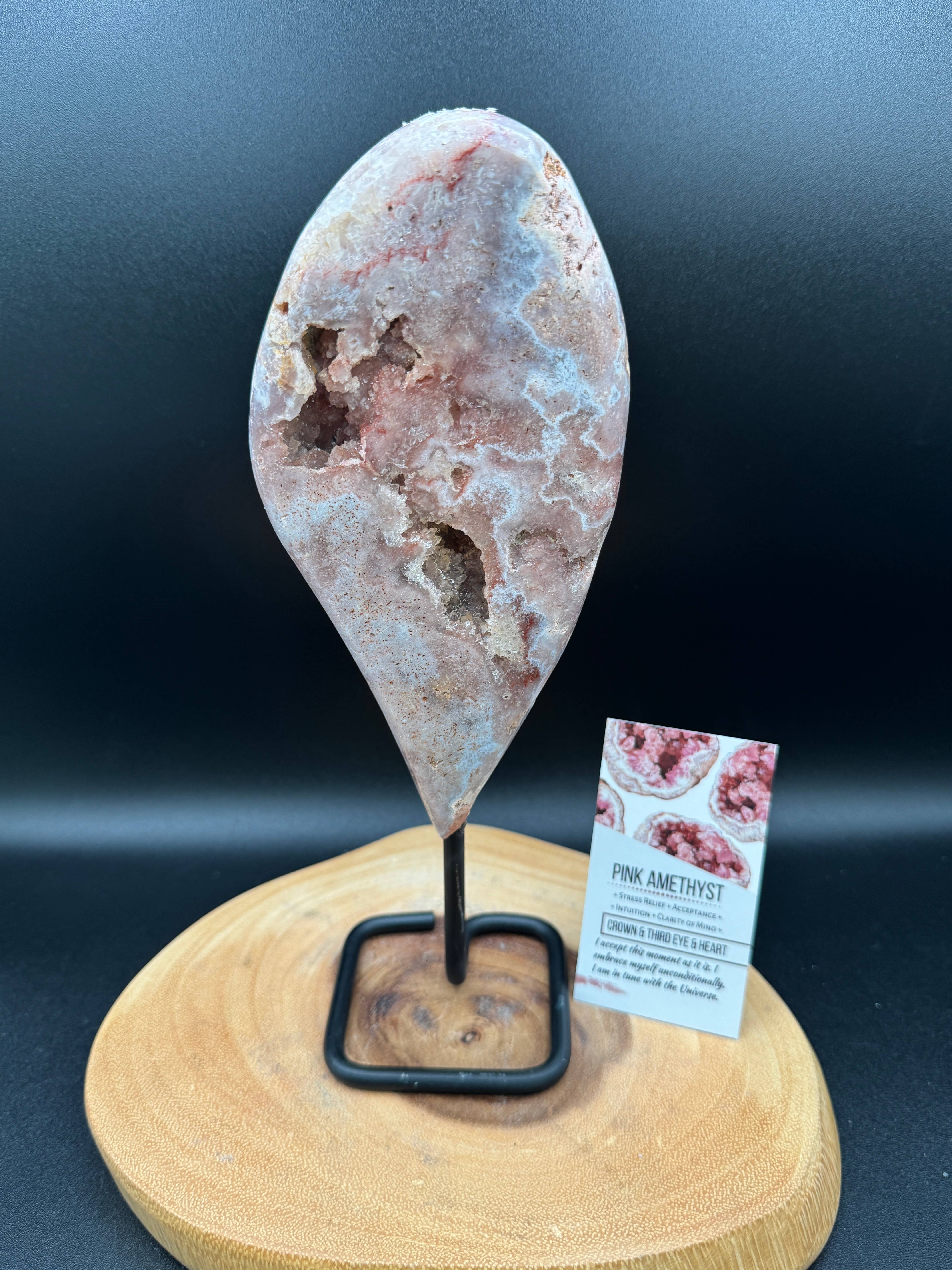 The 7 Directions - Wholesale Spiritual Stone/Crystal - Pink amethyst free form from Brazil w/ info card H2112