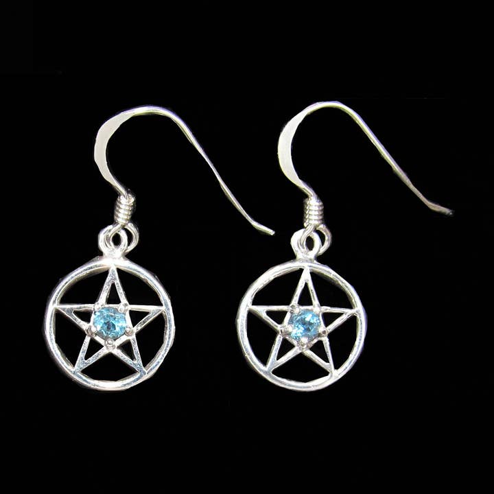 Pendiente colgante de pentáculo de plata de ley con piedra natural de 3 mm para venta al por mayor de Zeppo Merchandisers Inc