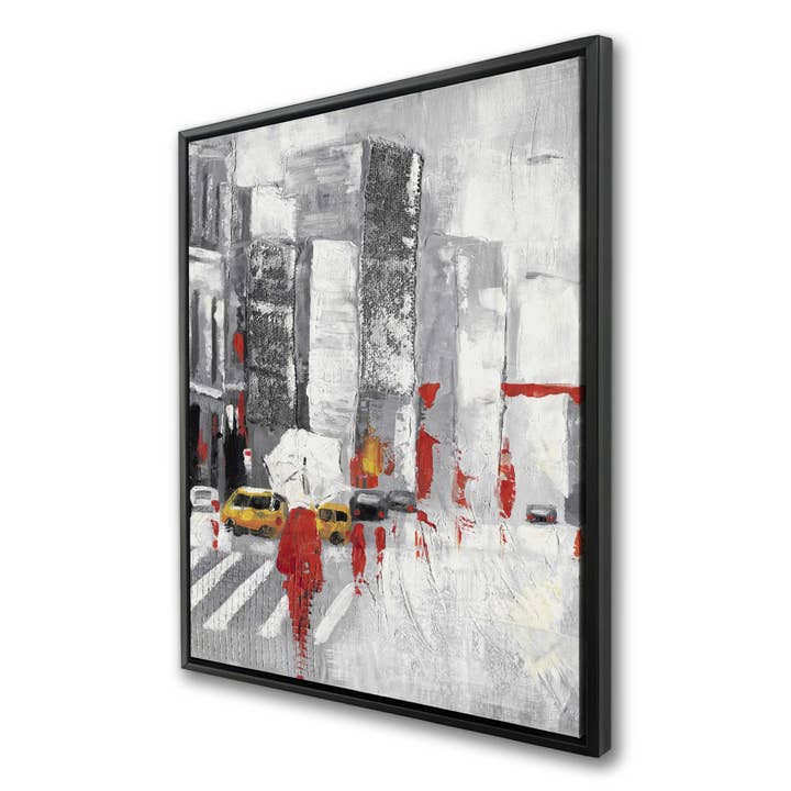 Abstract Cloudy City Street | Gray Cities Framed Canvas for wholesale by BEGIN HOME DECOR