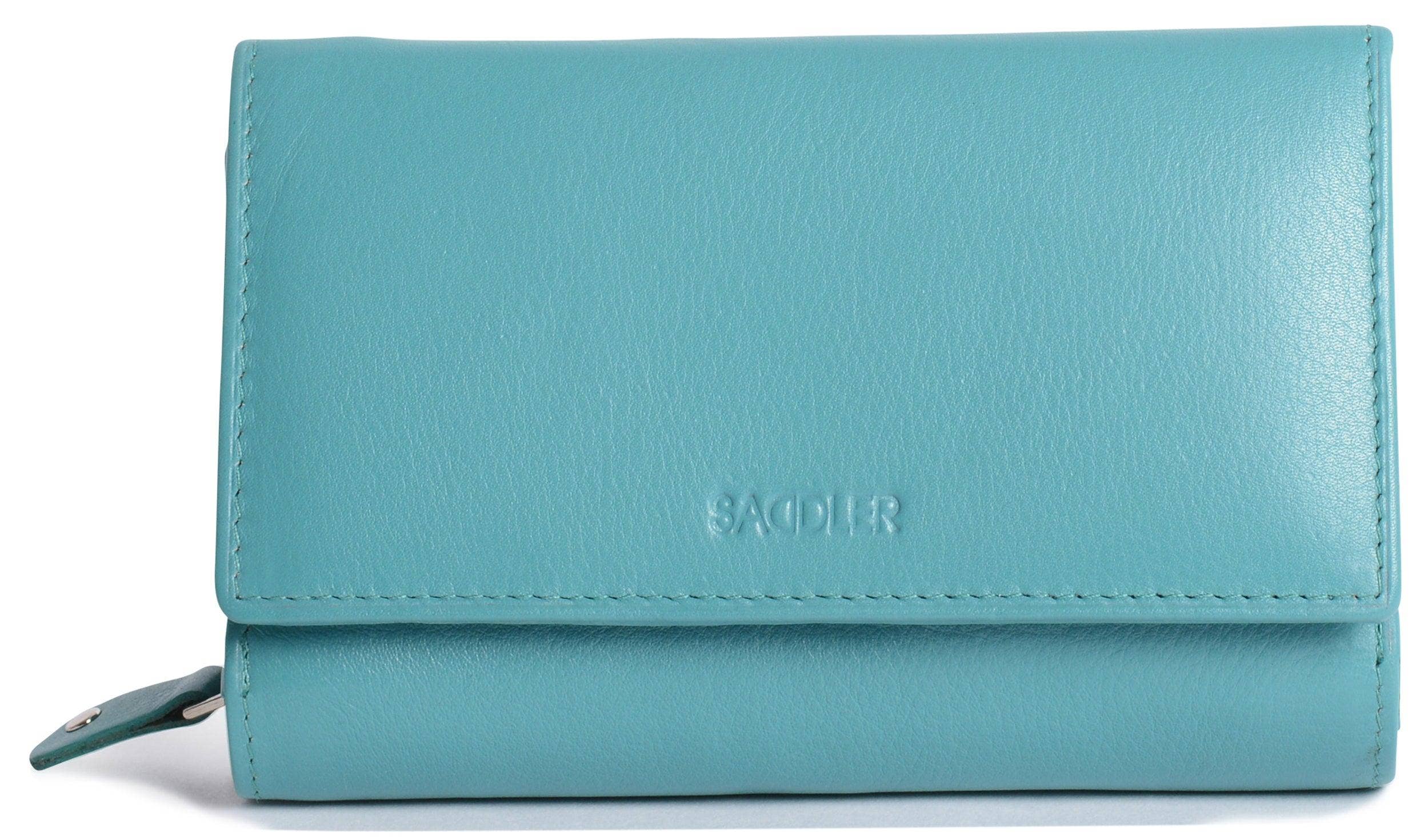 SADDLER - Wholesale Wallet - Women's - Compact Trifold Leather Purse "Eleanor" – Handmade by Saddler | RFID Protected & Gift Boxed | 10 Card Slots & Rear Zip Coin Pocket10