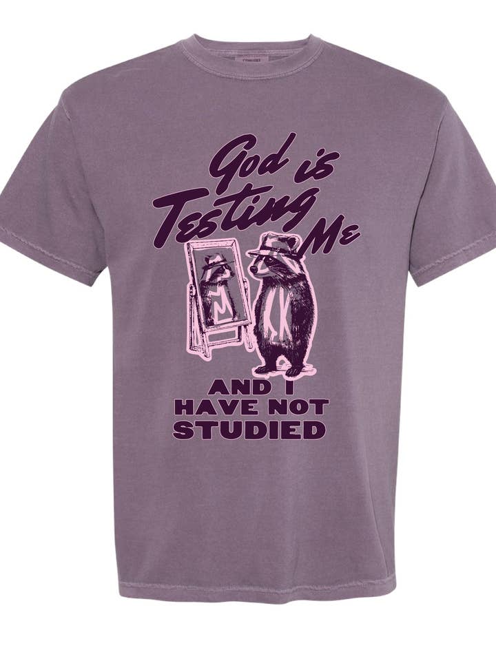 Gud tester mig, og jeg har ikke studeret fjollet dyre-t-shirt. for engroshandel hos Camo Girl Outfitters