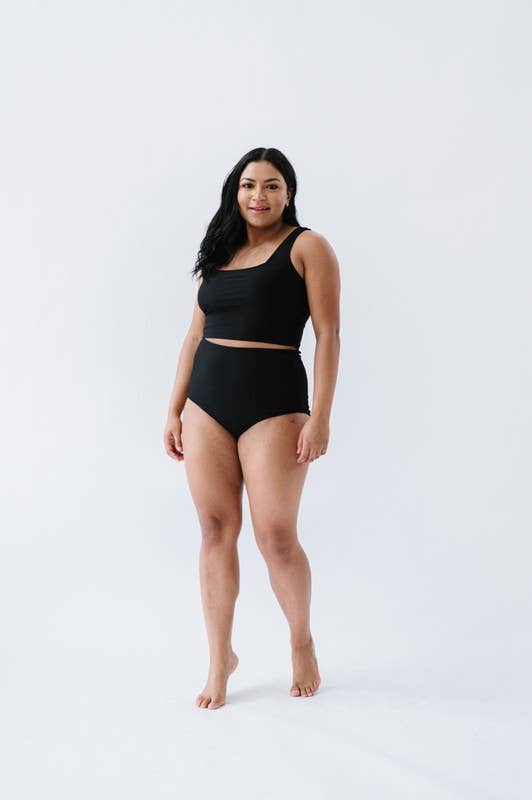 Black Square Neck Swim Top for wholesale on Faire2