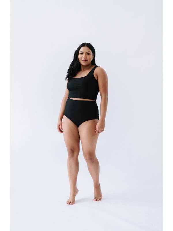 Black Square Neck Swim Top for wholesale on Faire2