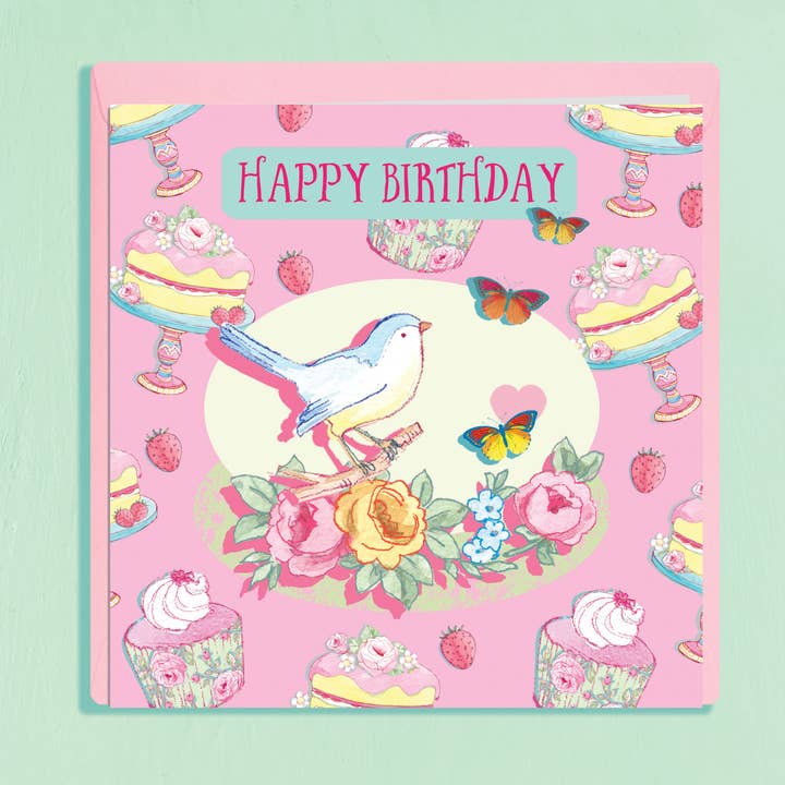 Songbird Birthday Bird Greeting Card set of 6 for wholesale by Siobhan at april rose