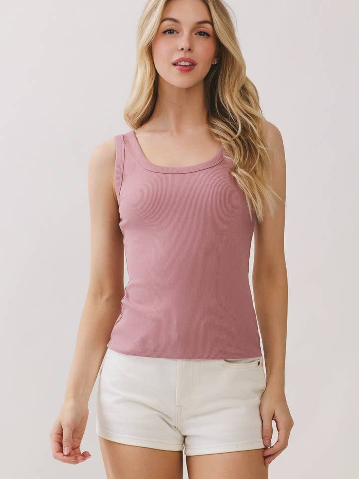 SCOOP NECK RIBBED SLEEVELESS TANK TOP - VGT300082 for wholesale by Final Touch