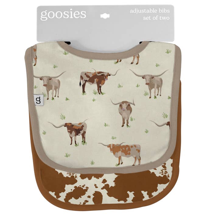 Goosies - Wholesale Bib – Baby - Longhorns Cows - Bib Set 0