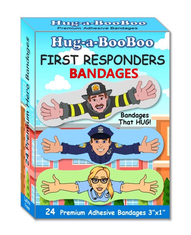Hug-a-BooBoo - Wholesale Bandaids/Bandages - Kids & Baby - First Responder Hero Hugging Bandages 24ct Box