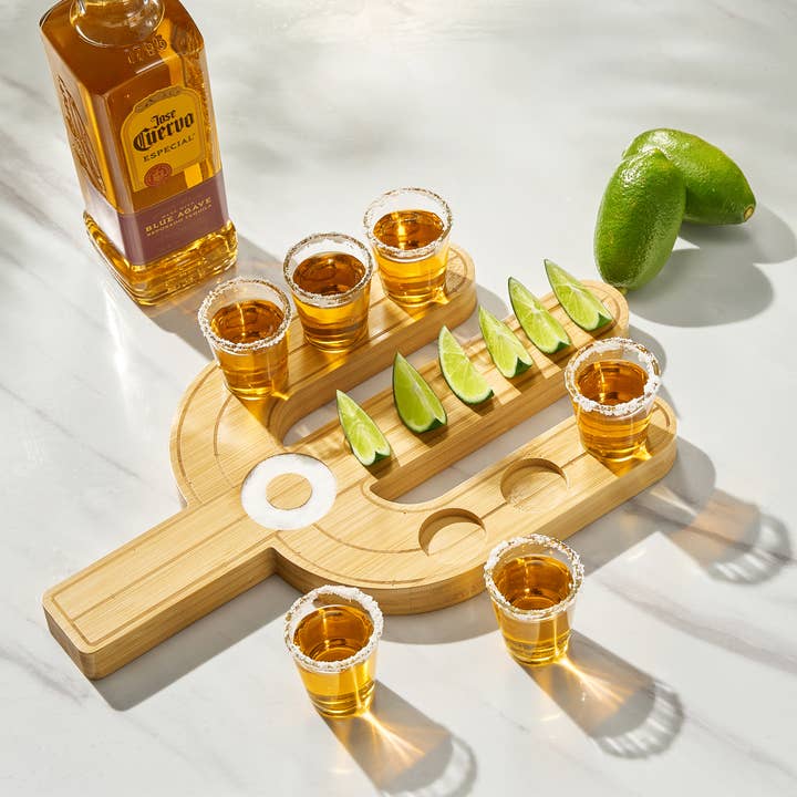 The Wine Savant / Khen Glassware - Wholesale Shot Glass - Cactus Tequila Tray & Shot Glasses Set
