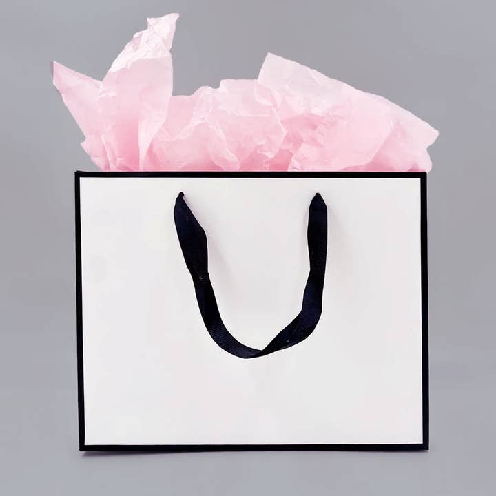 ByHome - Wholesale Gift Bag - White with Black Border Paper Gift Bag w/ free tissue14