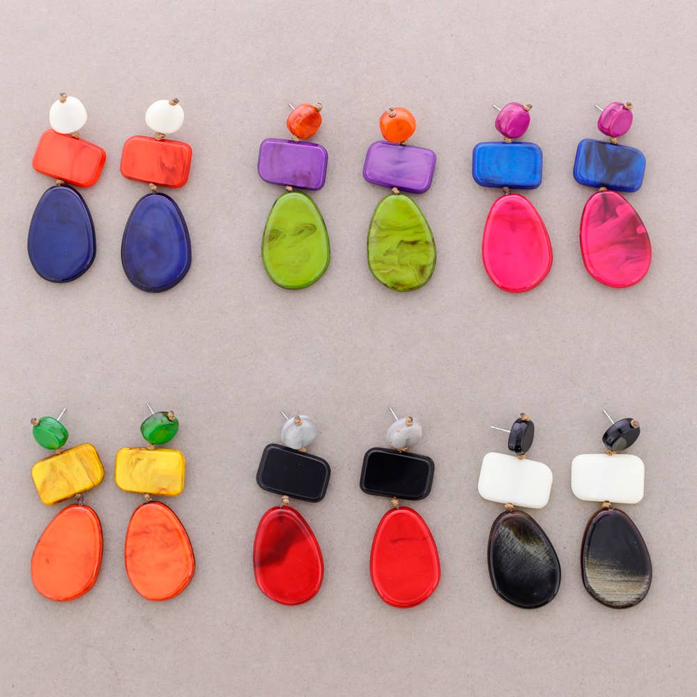 Sonata - Wholesale Hoop Earrings - Irregular Resin Geometric Shapes Earrings (C)2