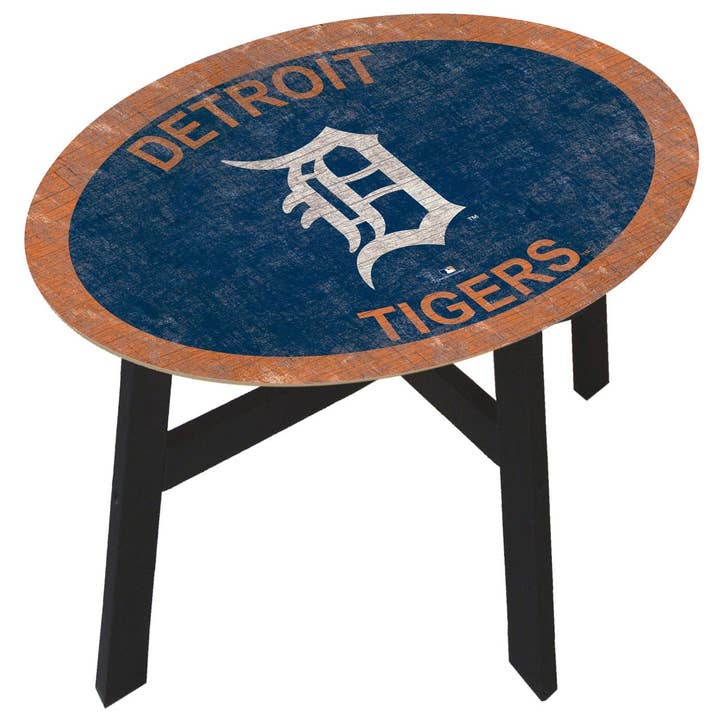 Table d'appoint détériorée des Tigers de Detroit avec couleurs de l'équipe pour la vente par Fan Creations