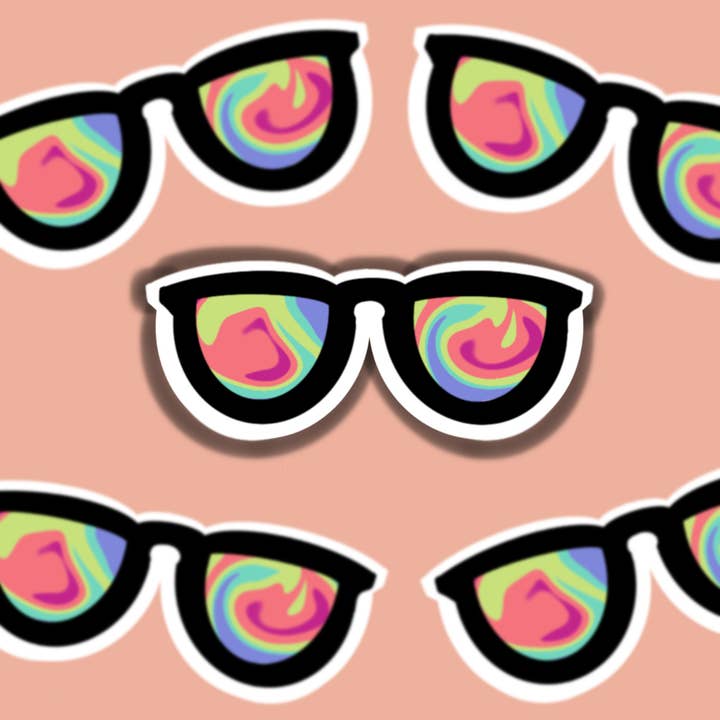Adesivo impermeabile Tie Dye Rainbow per occhiali per la vendita all'ingrosso da parte di Buzz Tie Dye Creations
