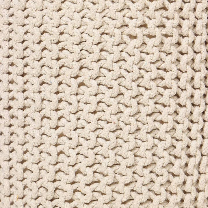 Ivory REDEARTH Cylindrical Hand Knitted Pouf - Foot Stool Ottoman - Cord Boho Pouffe - Cotton Round Poof Accent Chair for Home Decor, Kids, Living Room, Bedroom, Nursery, Patio, Lounge(16”x16”x16”; Ivory) for wholesale on Faire