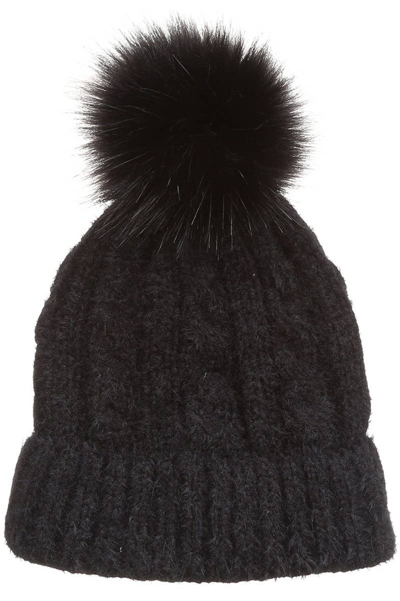 Fashion City - Venta al por mayor Gorro de lana - Mujer - Gorro con forro de sherpa tejido de cable difuso para mujer4