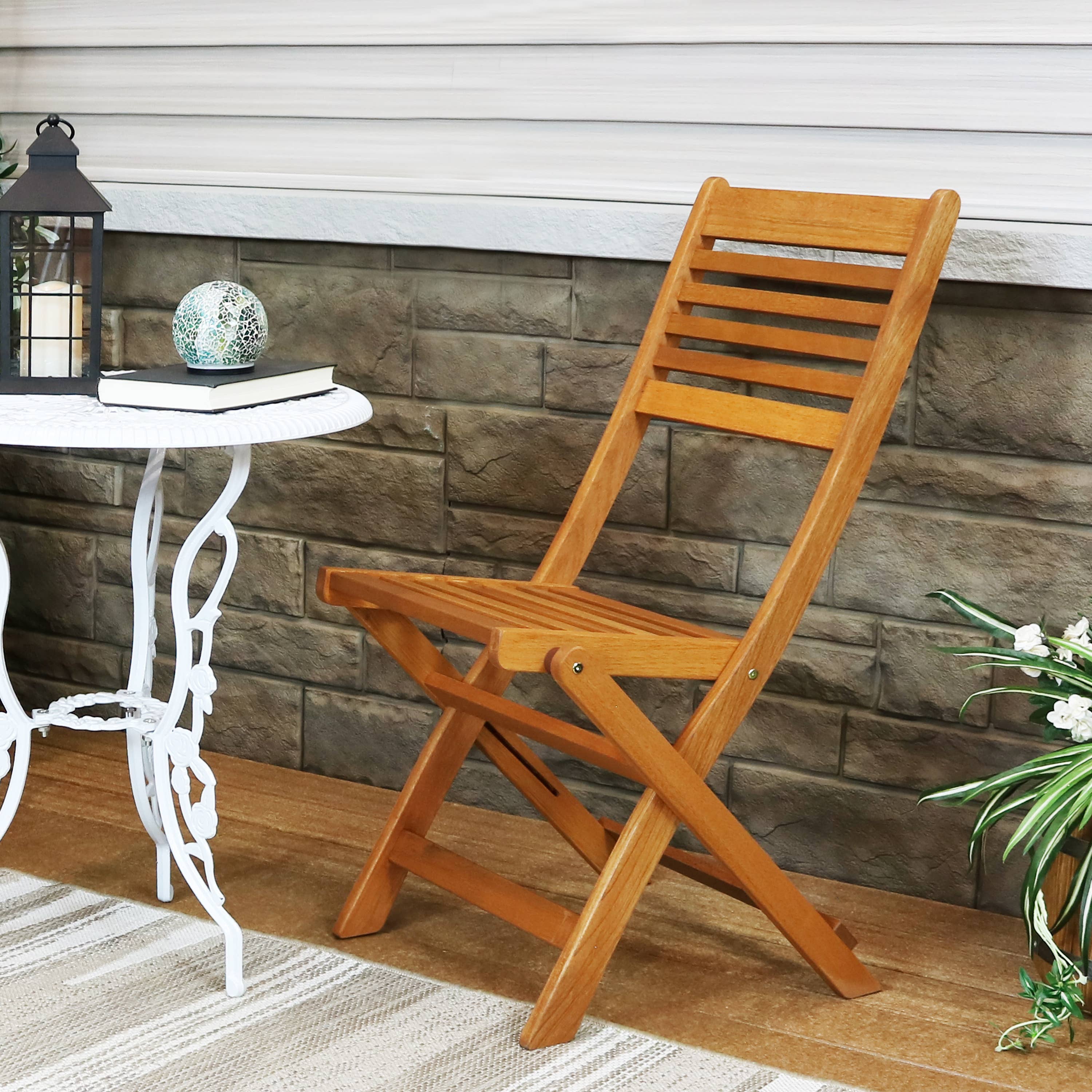Sunnydaze Decor - Wholesale Patio Chair - Meranti Wood Folding Patio Dining Chair - Set of 25