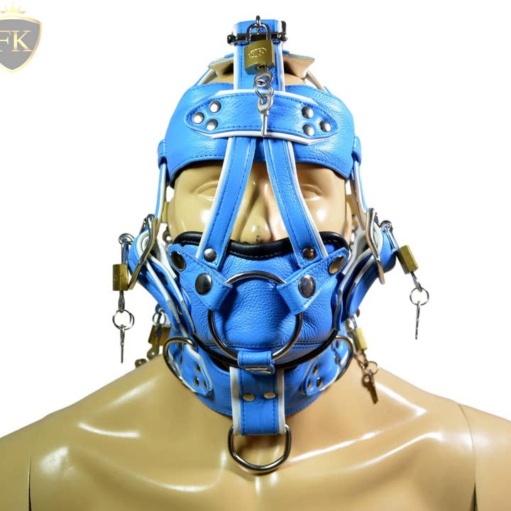 Meninleather - Wholesale Sex Toy - Leather Gear Face Hood Fetish Bondage Muzzle Gag Dildo Rings Locking Buckles