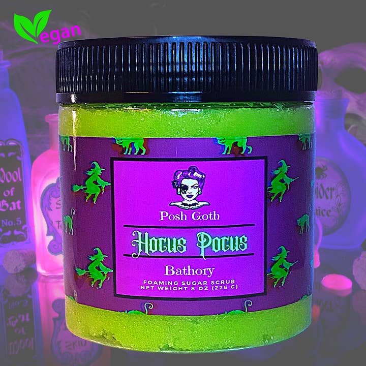 Posh Goth - Wholesale Body Scrub/Exfoliant - HOCUS POCUS Candy Corn Foaming Sugar Scrub | Witchy Self-Care | Halloween Scented Exfoliating Scrub | Posh Goth Skincare | Vegan Body Scrub