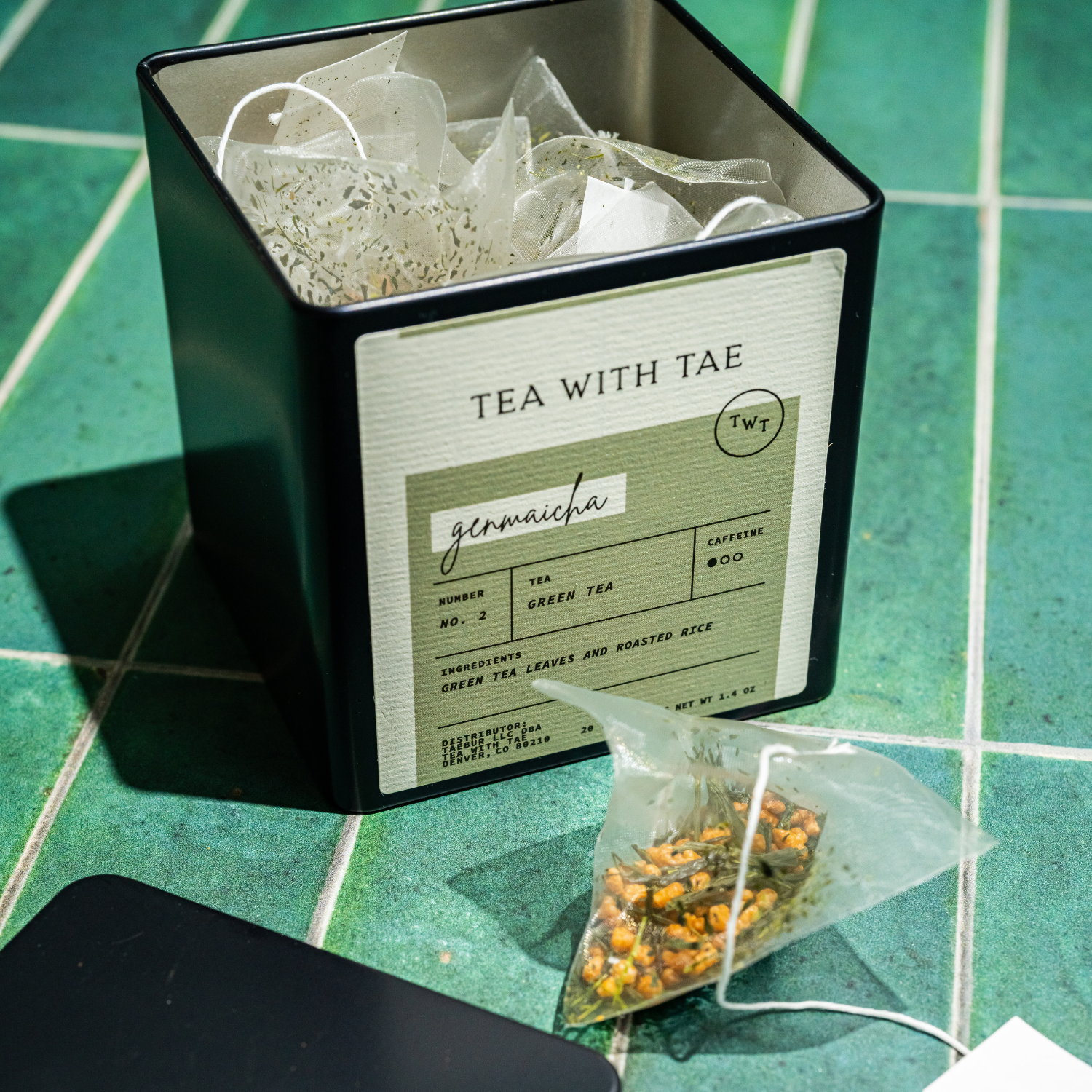 Tea with Tae - Venta al por mayor Bolsitas de té - Lata de té grande personalizada artesanal de regalo (20 bolsitas de té)2