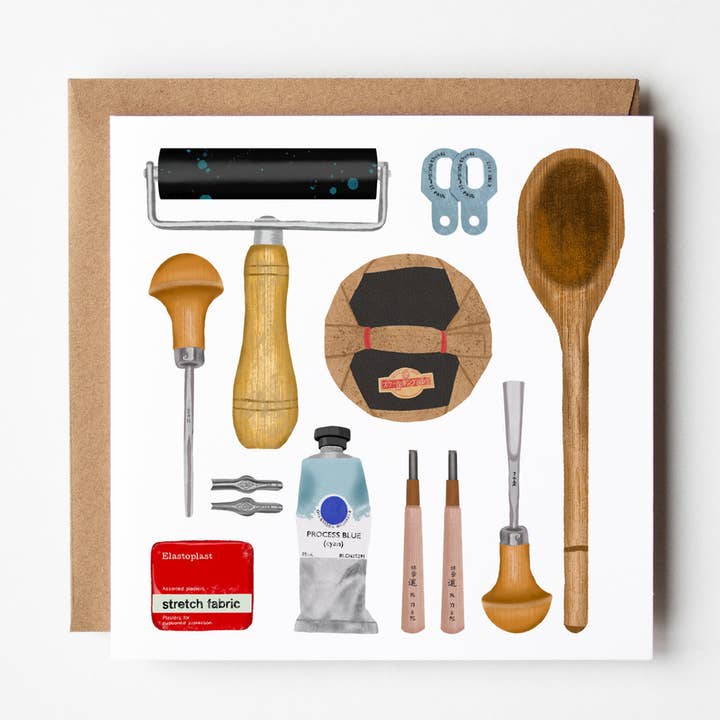 Design Smith - Wholesale Everyday greeting card - Linocut Tools - blank greetings card0