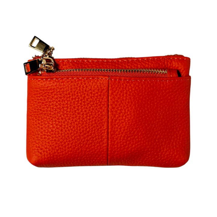 Lædermøntpung i orange for engroshandel hos Strathurie