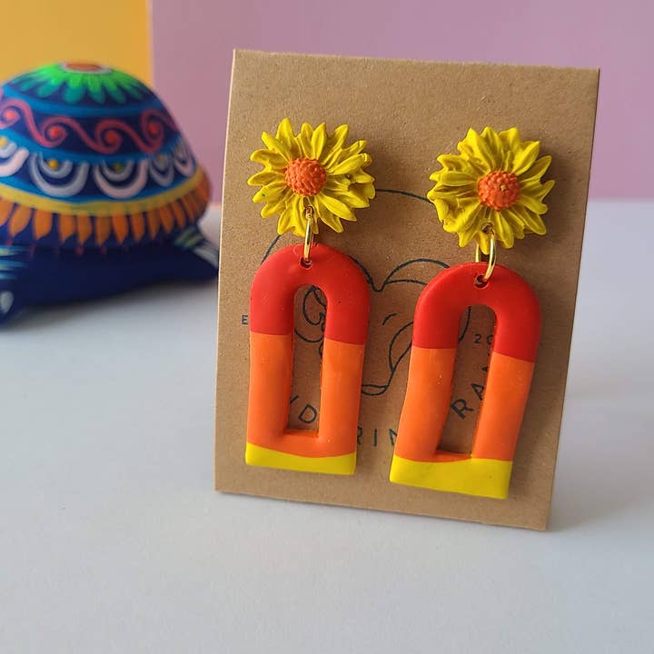 Striped Sunburst Dangles for wholesale by Wandering Ram Jewelry