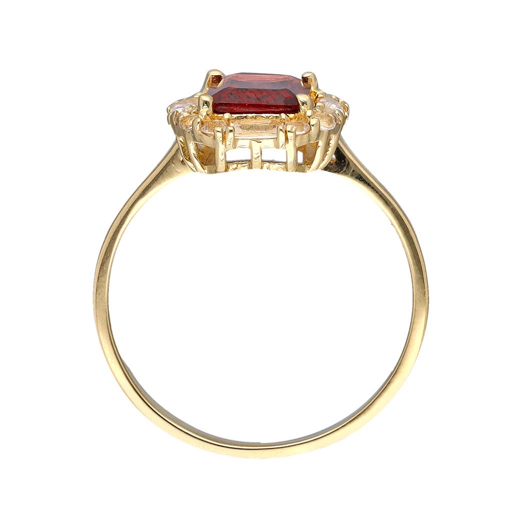 Tiramisu - Wholesale Single Stone/Solitaire Ring - Gold Plated 925 Silver Garnet White Topaz Solitaire Ring3