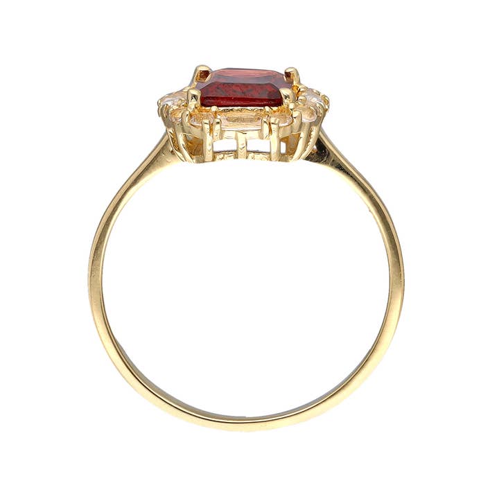 Tiramisu - Wholesale Single Stone/Solitaire Ring - Gold Plated 925 Silver Garnet White Topaz Solitaire Ring3