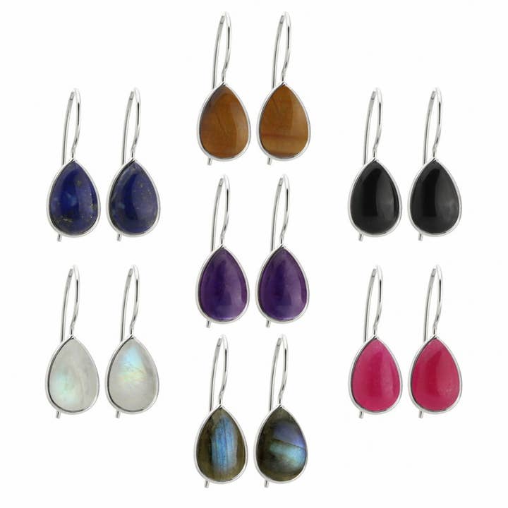 Sterling Silver Stones - Basic Teardrop Earrings for wholesale by UniArt