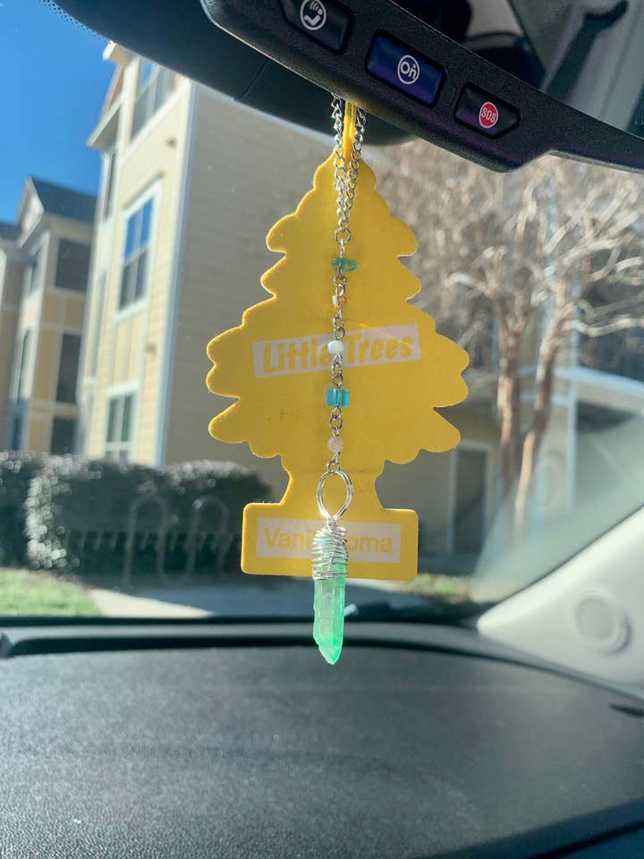 Green Quartz Crystal Car Charm | Rearview Mirror Accessory | Car Mirror Companion | Hippie Car Decoration | Vehicle Interior Accessory for wholesale by StayTay Store