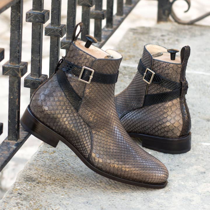 Rohan Exotic Python Jodhpur Boot in Grey / Black / Dk Brown for wholesale on Faire3