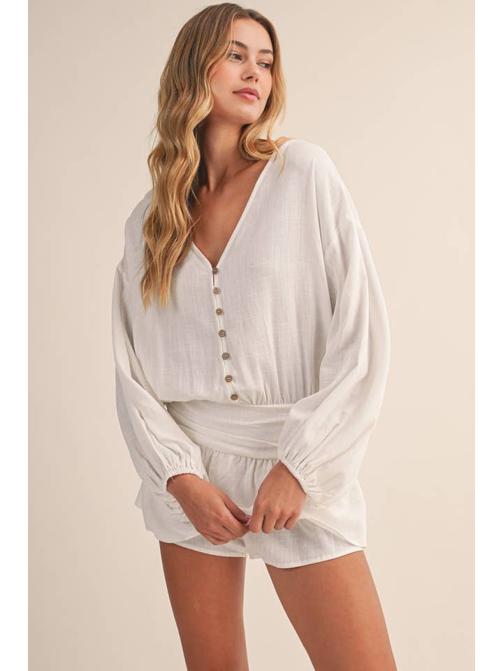 Klesis - Wholesale Romper - Women's - IR2396 LINEN LONGSLEEVES ROMPER14