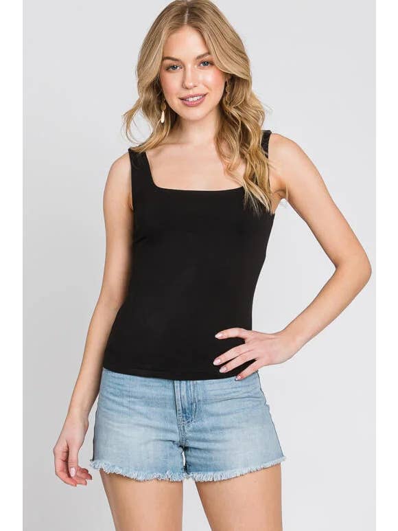 Final Touch - Wholesale Tank Top - Women's - Double Layer Square Neck Tank Top - T16608