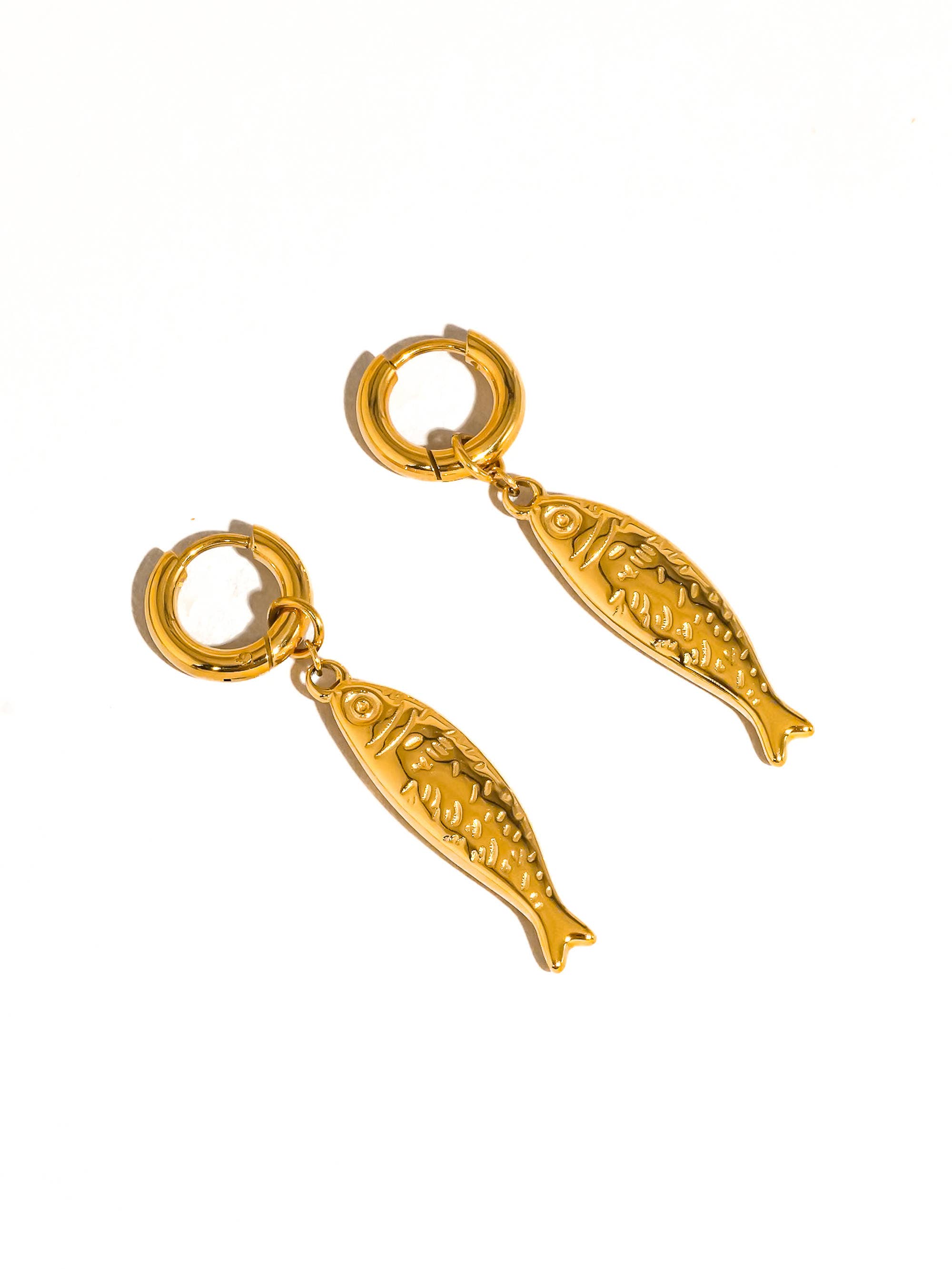 Nibe 18K Gold Non-Tarnish Fish Hoop Earring for wholesale on Faire